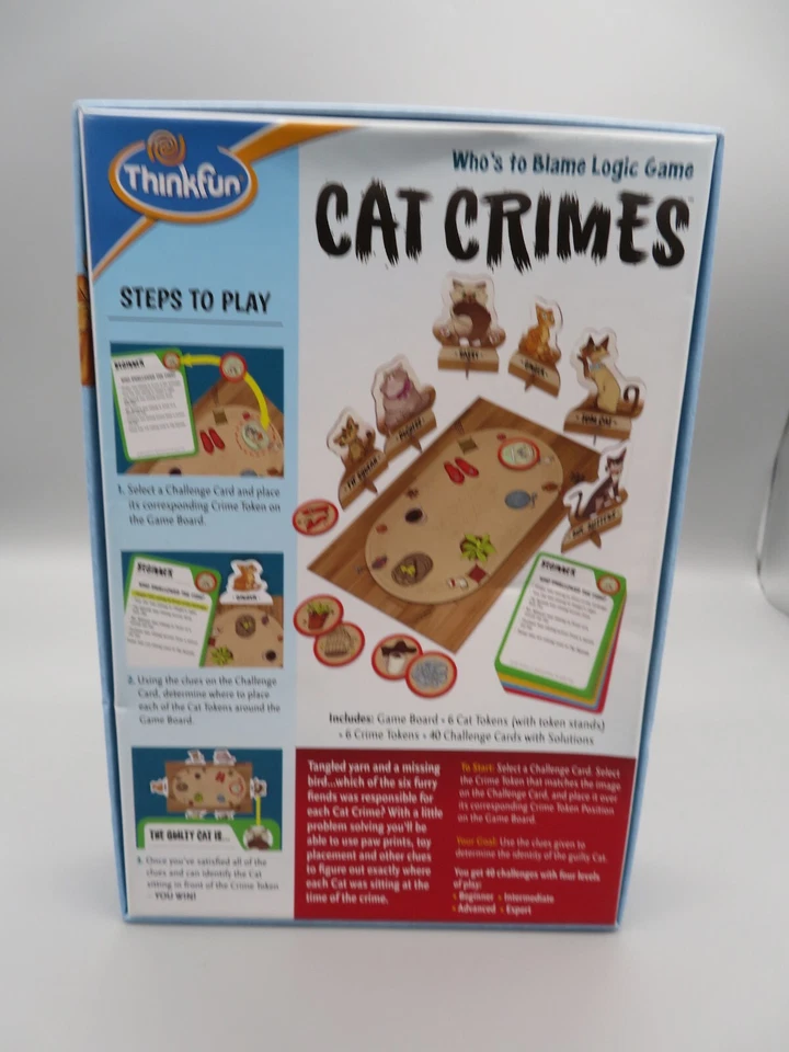ThinkFun Cat Crimes - Juego de lógica Who's to Blame - Completo para un jugador Foto 2 de 4