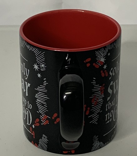 Harry Potter Up To No Good Black Red Coffee Cup Mug Tea Novelty Shoeprints New - Picture 2 of 6