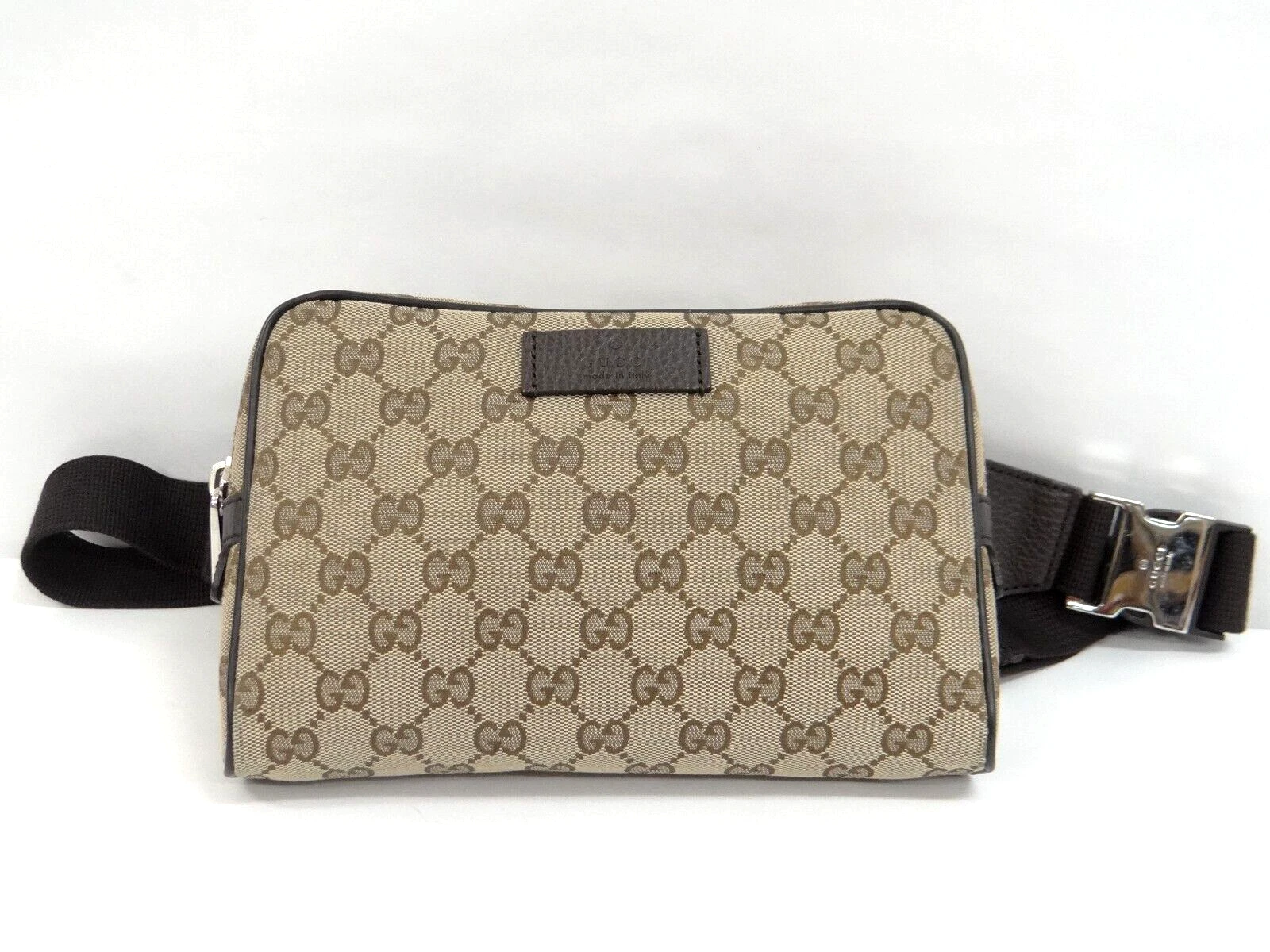 Sac banane GUCCI taille beige marron GG toile cuir 449174 43210587400 2