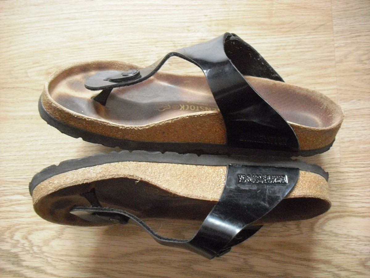 Birkenstock Gizeh 38 normal schwarz Lack, gerne getragen und 