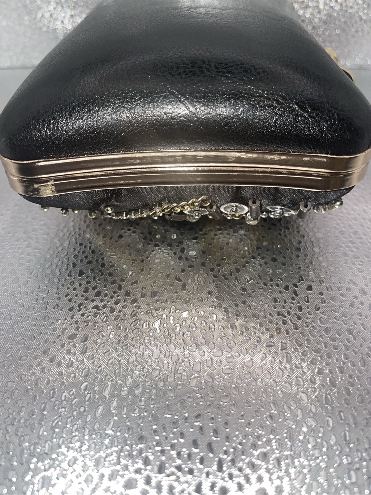 Beaded Rhinestone Women's Clutch Evening Bag Black Gold Silver Formal Purse