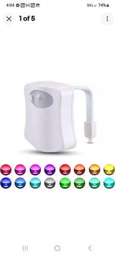 16 Colors Toilet Light Inside Bowl Human Motion Sensor Night Light - Picture 3 of 4