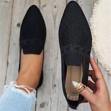 Women's Pointed Toe Flats Knit Dress Shoes Casual Lightweight Walking Slip On