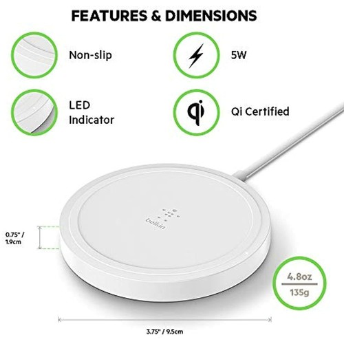 Belkin Wireless Charger, BoostUp 5W Charging Pad Qi-Certified Compatible with - Picture 2 of 5