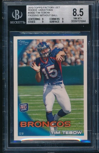2010 Topps Tim Tebow #440D Passing Without Football #440 RC BGS 8.5 variation