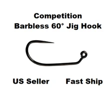 60° Jig Competition Barbless Hooks #12 #14 #16 Euro Nymph Fly Tying Black Nickel