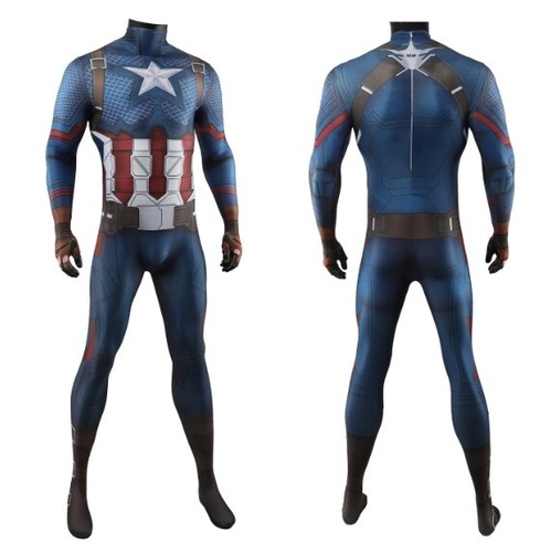 Captain America Avengers Endgame Jumpsuit Halloween Cosplay Costume Adult - Picture 3 of 12
