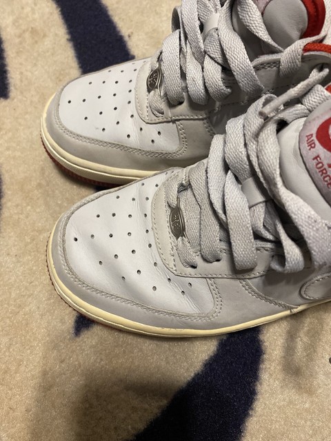 Youth Nike Air Force 1 AF1 Grey Red Bottoms Casual Active Sneakers 5.5Y WOâs 7 | eBay