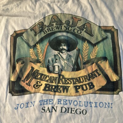 Mid 1990's San Diego Baja Brewing Co. Bar & Grill White Adult XL T-Shirt No Tags