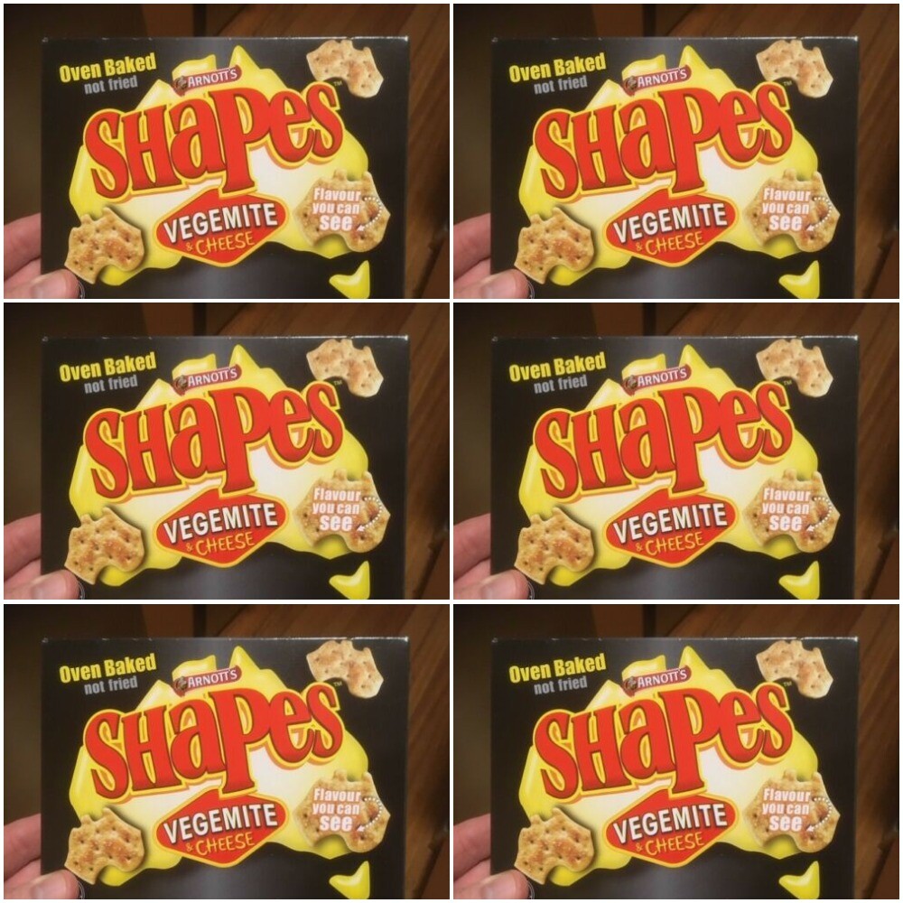 6x Arnotts Shapes Vegemite & Cheese 165g - Limited Edition