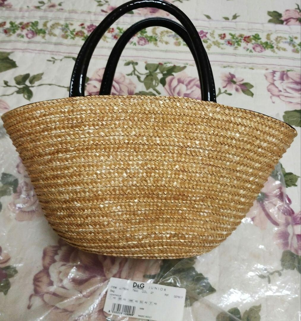 【DOLCE&GABBANA】ストローレザー ショッパーバッグ トート Dolce Gabbana Junior Straw Bag Top Handle shoulder Hand Bag