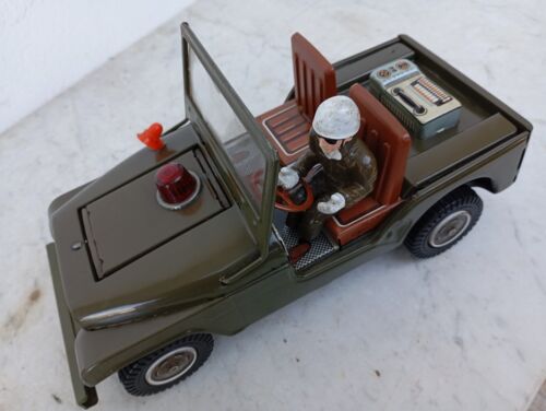 Toy Tin Car Vintage T-N Nomura Japan Battery Operated US Army Military Jeep - Picture 2 of 24