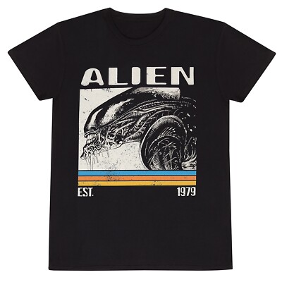 Official Alien T-Shirt 1979 Retro Bars Design Black Unisex Sci-Fi Graphic  Tee UK
