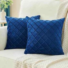 Cushion Cover 16" 18" 20" 22" 24" Velvet Checked Pillow Case Home Sofa Decor UK