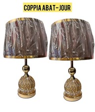 Coppia Lume moderno da comodino abat jour lampada da tavolo 2pz Oro 