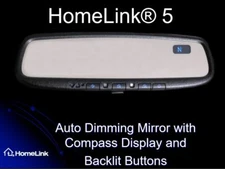 Gentex Homelink 5 Mirror with a Blue Display & Backlit Buttons& Installation Kit
