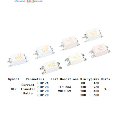 (500 Pcs)SMD Optocoupler CT817 A/B/C/D Grade SOP-4 Compatible PC817 EL817 Chip
