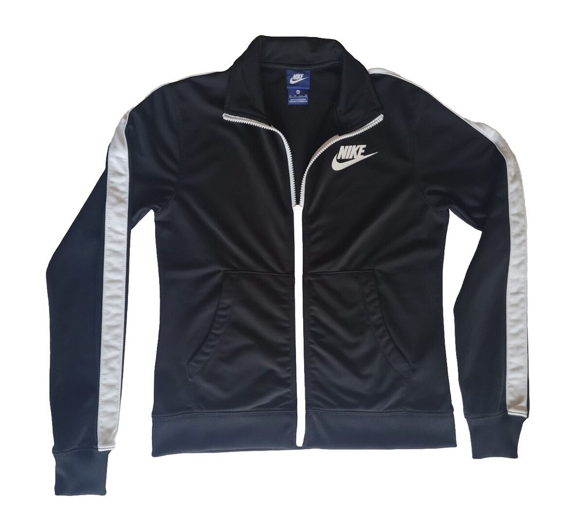 NIKE WOMENS NWOT KNIT TRACK BLACK WHITE STRIPED on Sleeves NIKE WOMENS NWOT KNIT TRACK BLACK WHITE STRIPED on Sleeves
