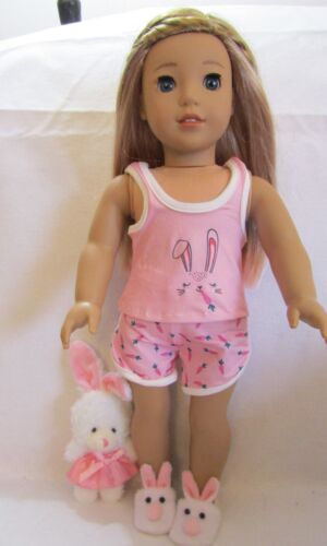 Sleep Over Short PJ Pink Bunny Set fits Girl Doll 18 Inch Clothes Seller lsful