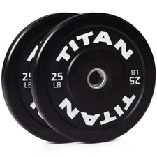 Titan Fitness 25 LB Pair Economy Series Black Olympic Bumper Plates