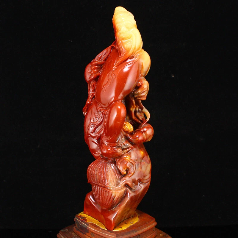 Китайский красный и желтый Shoushan камень статуя w даосизм божество - Изображение 4 из 4