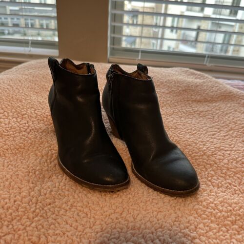 Madewell Billie Ankle Boots Women Size 6 Black English Saddle Leather Zip E0191