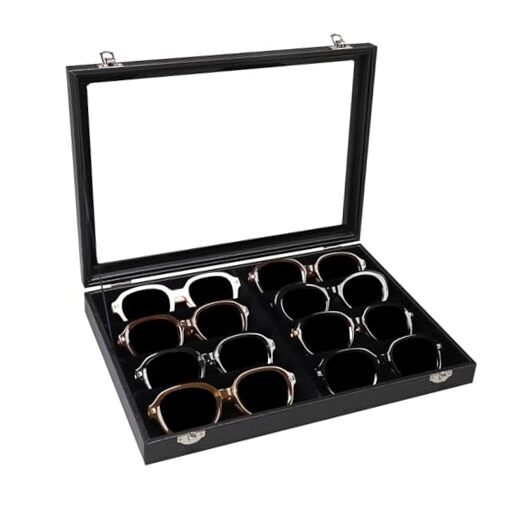 Jewelry Organizer Sunglass Organizer 8 Slot Sunglasses Case with Clear Lid-image