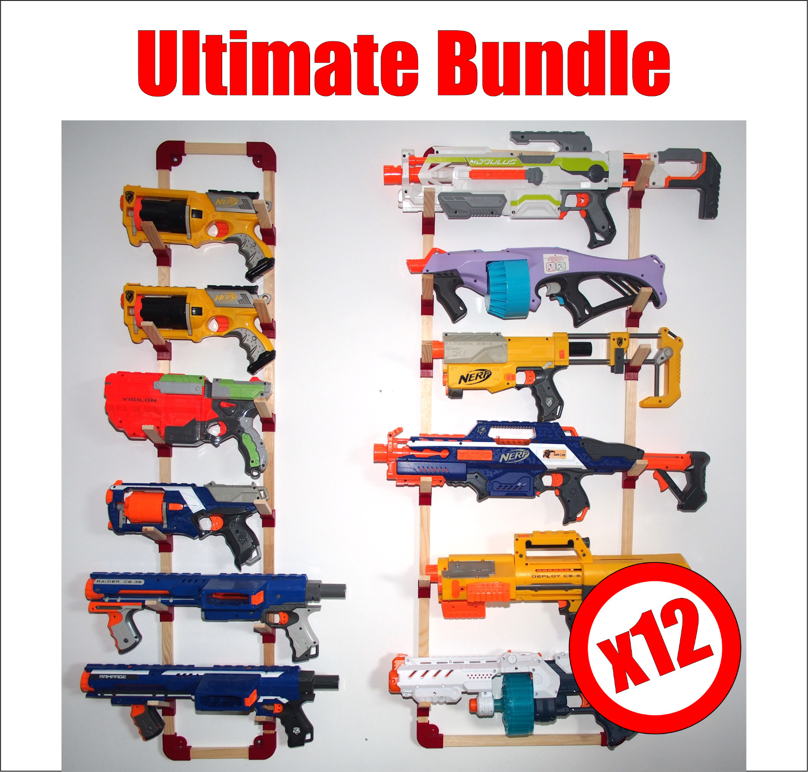 Armoury Wall Rack Holder - Elite Armoury Storage Nerf Mega C