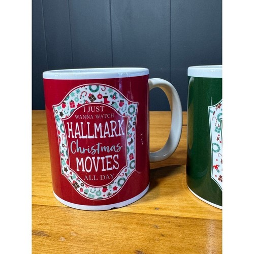 Set of 2 Hallmark Christmas Movie Mugs - Red & Green - Picture 2 of 5