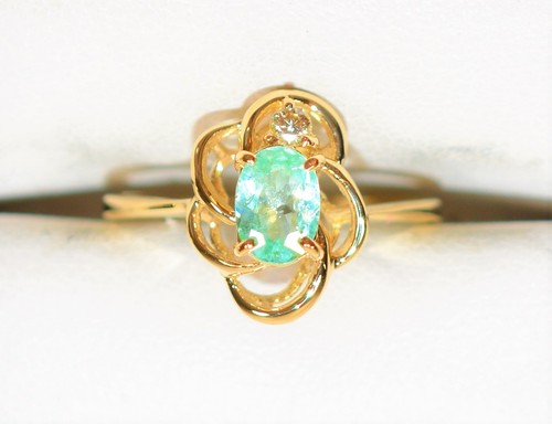 Natural Paraiba Tourmaline & Diamond Ring 14K Gold .48tcw Women's Fine Jewelry - Picture 5 of 12