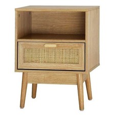 Bedroom Nightstand Farm House End Table PE Rattan Decorated Bedside Table UK  C3