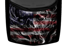 Patriotic Flag Demon Skull Smoke Demon Hood Wrap Vinyl Car Truck Graphic Decal