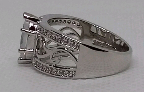 3 CT Cubic Zirconia Sz 9 Marquise Cut Sterling Silver CZ Engagement Wedding Ring - Picture 4 of 6