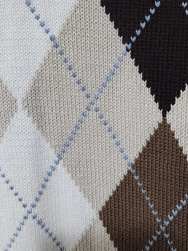 XG Brand Tan Argyle V-Neck Sweater Browns & Blue Stitch Boys Size Medium 10-12 - Picture 3 of 8