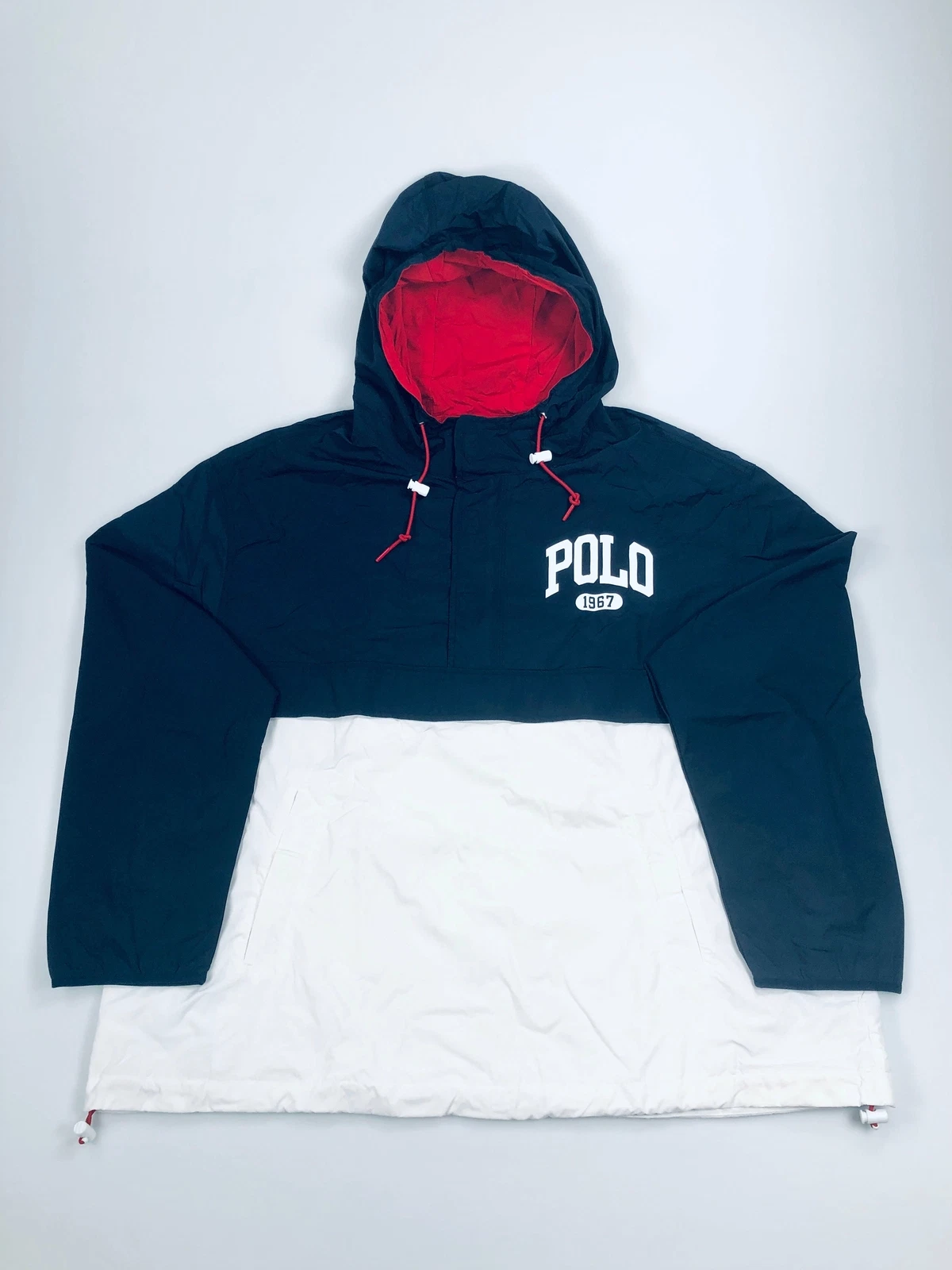 XXL POLO RALPH LAUREN 1967 NAVY COLORBLOCKED GRAPHIC WINDBREAKER PULLOVER JACKET
Opens in a new wind