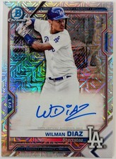Bowman Chrome 2021 Wilman Diaz Mojo Silver Refractor Auto BCMA-WD MINT Prospect 
