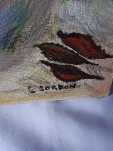 Pintura al óleo original ardilla vida silvestre arte amateur GRANDE 50X40 cm firmada L Gordon - Imagen 6 de 14