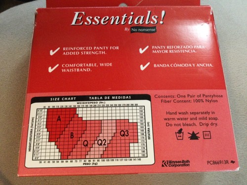 Vintage No Nonsense Essentials Regular Nylon Pantyhose Size B Reinforced Toe Tan - Picture 4 of 4