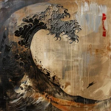 original Hand-Painted Texture Oil Painting on Canvas Abstract Wall Art black sea