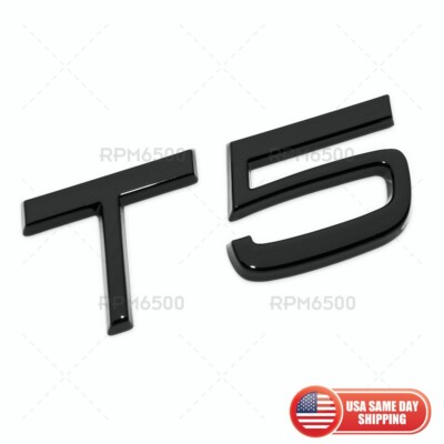 For Volvo T5 Rear Trunk Lid Letter Logo Badge Nameplate Emblem Sport Gloss Black