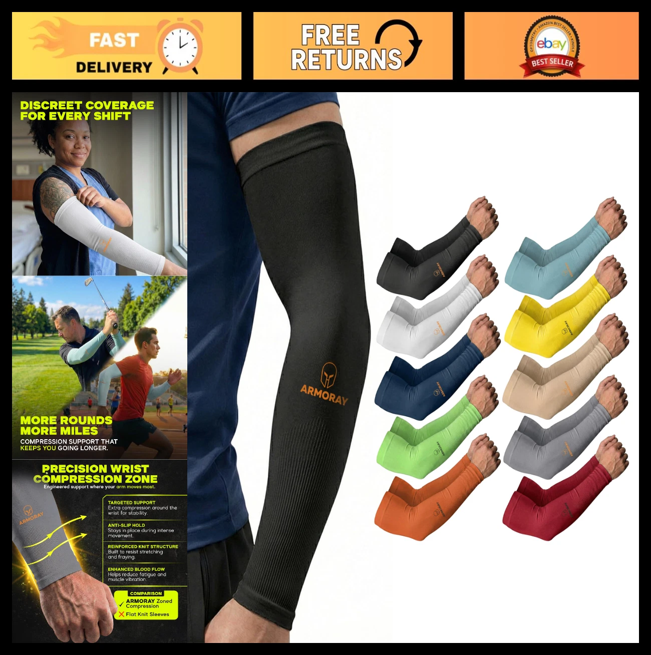 UV Protection Compression Arm Sleeves for Men & Women - Cooling Tattoo Cover Up
Opens in a new windo