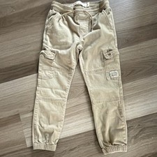 Levi's Boys Beige Cargo Jogger Pants Cotton Elastic Waist Drawstring Pockets