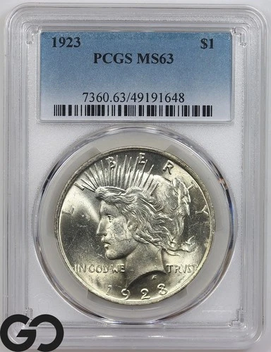 1923 Peace Dollar PCGS MS 63 ** Nice Mint Luster!