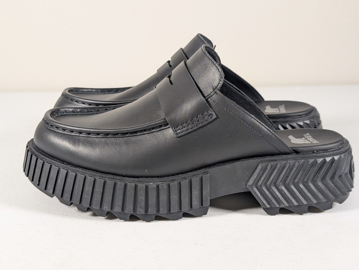 Sorel Women Ona Ave Loafer Platform Mules Size US 9.5 Black 