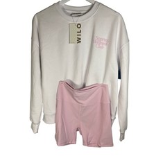 WILO The Label Sports  Wellness Club Sweatshirt and Ribbed Biker Short Set