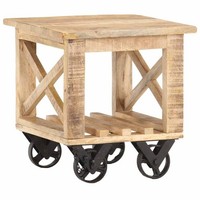 Raues Mangoholz Beistelltisch Mit RäDern Couchtisch Wohnzimmertisch vidaXL