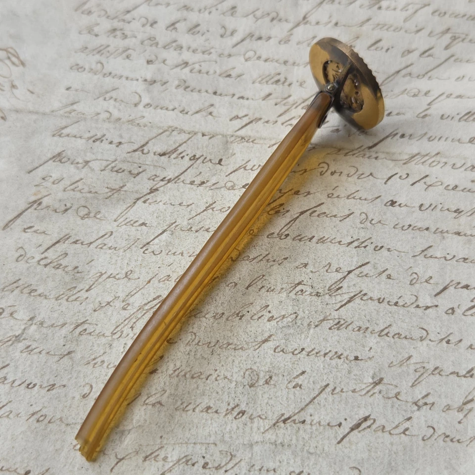 Epingle Peigne Bijou de Cheveu Corne Blonde Napoléon III Victorian Hair Jewel - Photo 3/4