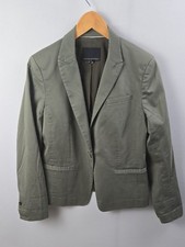 Banana Republic Army Green Cotton Blend Blazer Sz 6 Euro Boho Preppy Academia