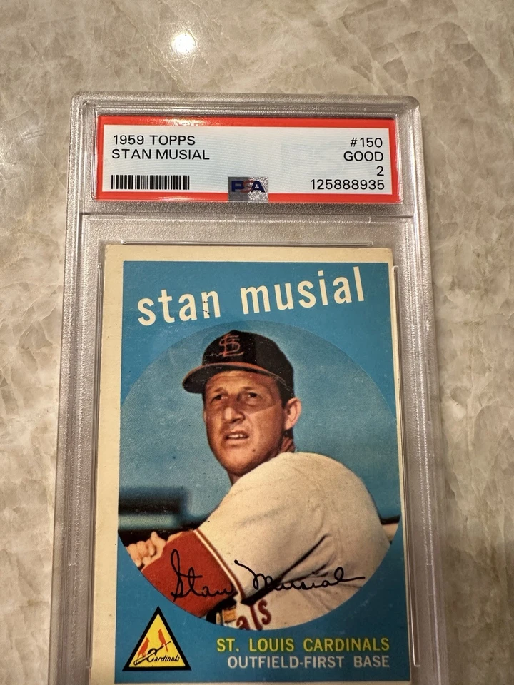 Бейсбольная карточка 1959 Topps Stan Musial No150 St. Louis Cardinals MLB PSA 2 В ХОРОШЕМ СОСТОЯНИИ - Изображение 3 из 4