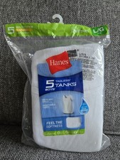 Boys Hanes White Tagless Tanks L 14/16 5 pack